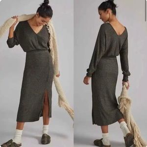Anthropologie | Daily Practice Ribbed Sweater Midi Dress in Carbon